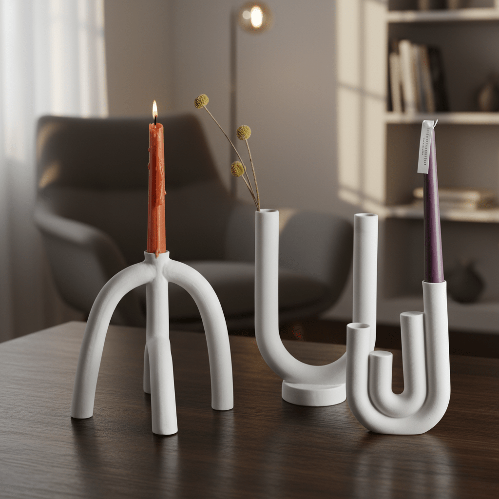 Novita Casa - White Clay Candle Holder - Novita Casa