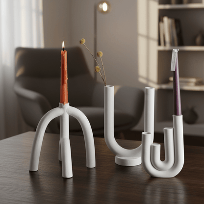 Novita Casa - White Clay Candle Holder - Novita Casa