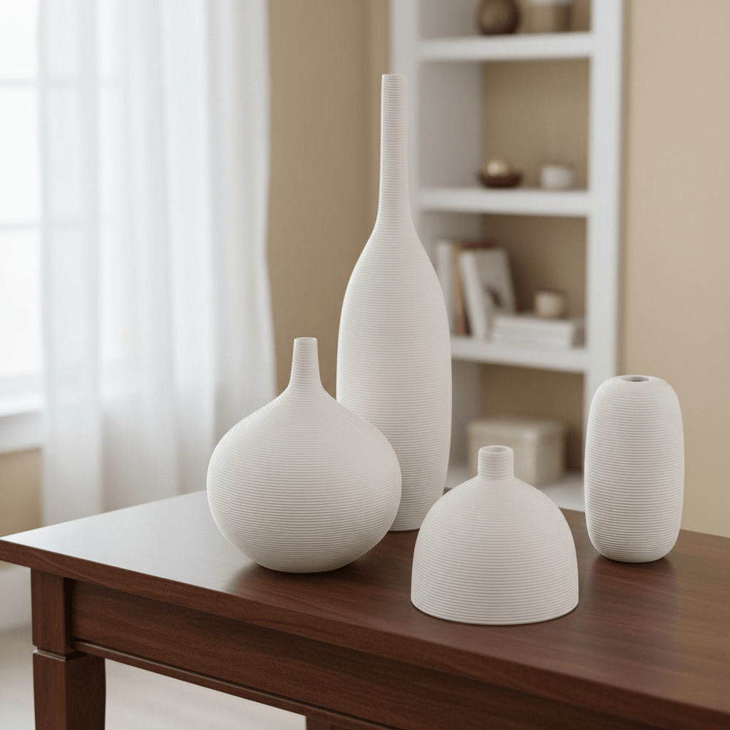 Novita Casa – White Nordic Ceramic Vase Decor Minimalist Matte Design - Novita Casa